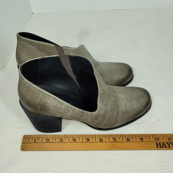 Free People Boots Womens Size 10.5 Gray Ankle Boot Bootie Leather Block Heel - Picture 15 of 16